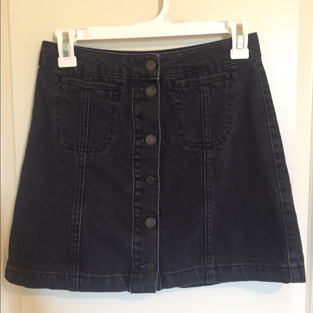Topshop MOTO Black Button Front Skirt